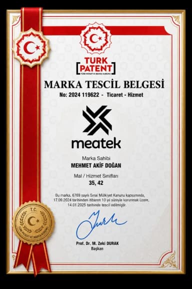 Meatek marka tescil belgesi — Türk Patent ve Marka Kurumu